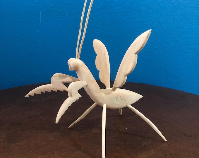 Custom order for Amanda - unpainted Alebrije Praying Mantis Handcrafted Wood Carving by Zeny Fuentes & Reyna Piña from Oaxaca, Mexico.