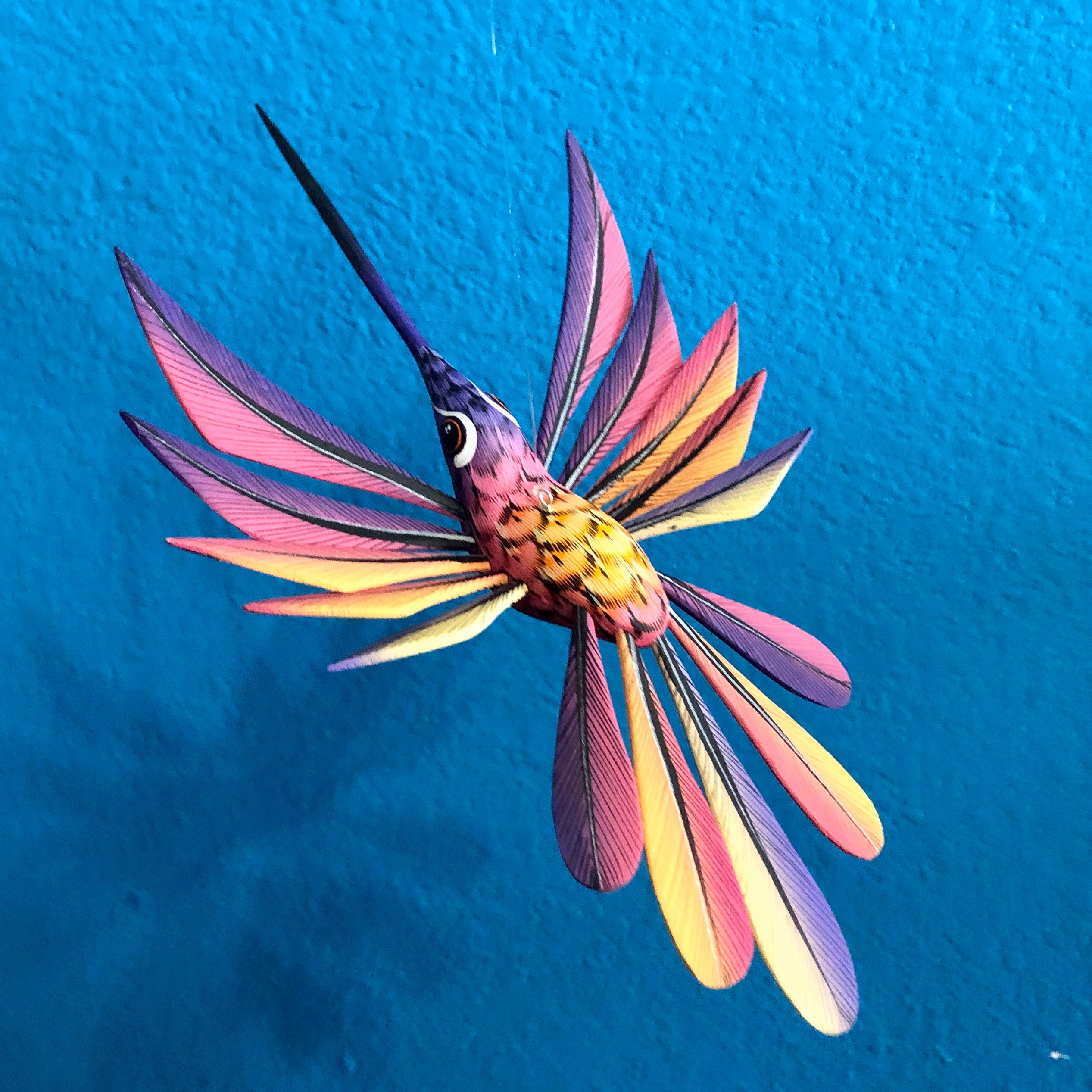 Alebrije Purple and Pink Hummingbird by Roberto and Esperanza Martinez