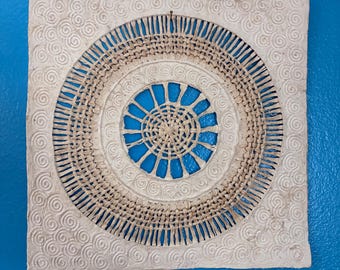 Handmade Amate Bark Paper Wall Art from Mexico (11 1/2" x 11 1/2")