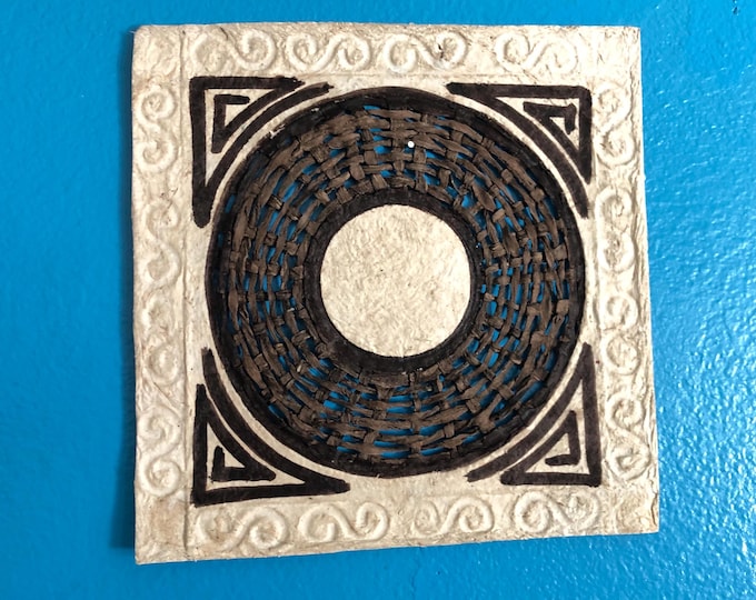 Handmade Amate Paper Wall Art from Mexico (7 3/4” x 7 3/4”)