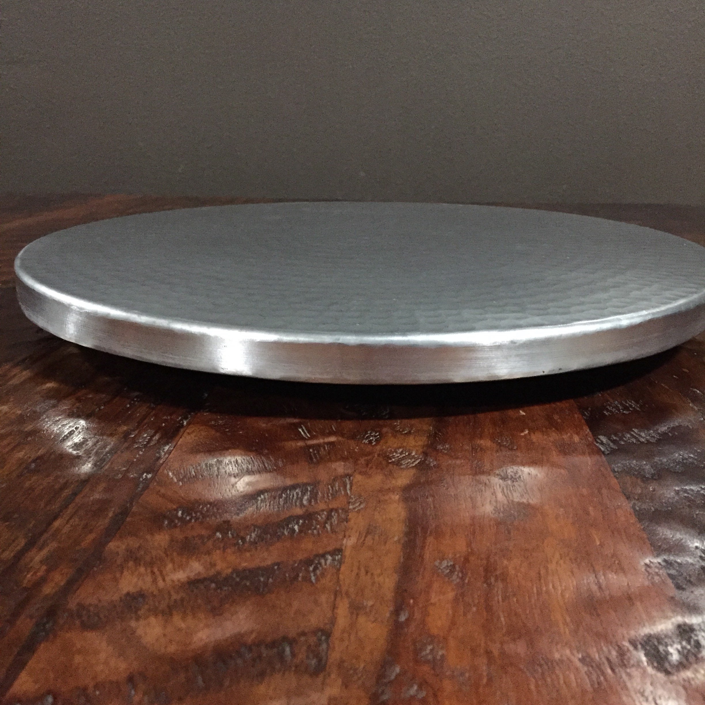 Hammered Aluminum Lazy Susan rotating serving tray (16 diameter)