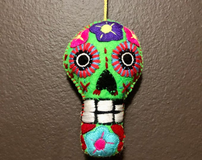 Hand Sewn Stuffed Calavera Plush Toy Hanging Ornament