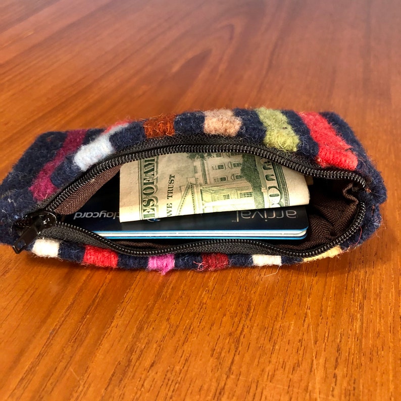6\u201d x 3\u201d Zapotec hand woven merino wool wallet  change purse with zipper approx
