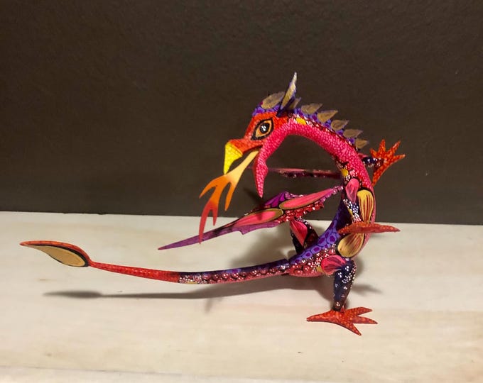 Hand Carved Wood Alebrije Dragon by Esperanza Martinez