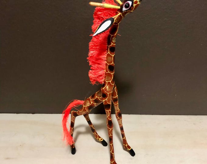 Handcrafted Alebrije Giraffe Woodcarving by Esperanza Martinez from Oaxaca, Mexico