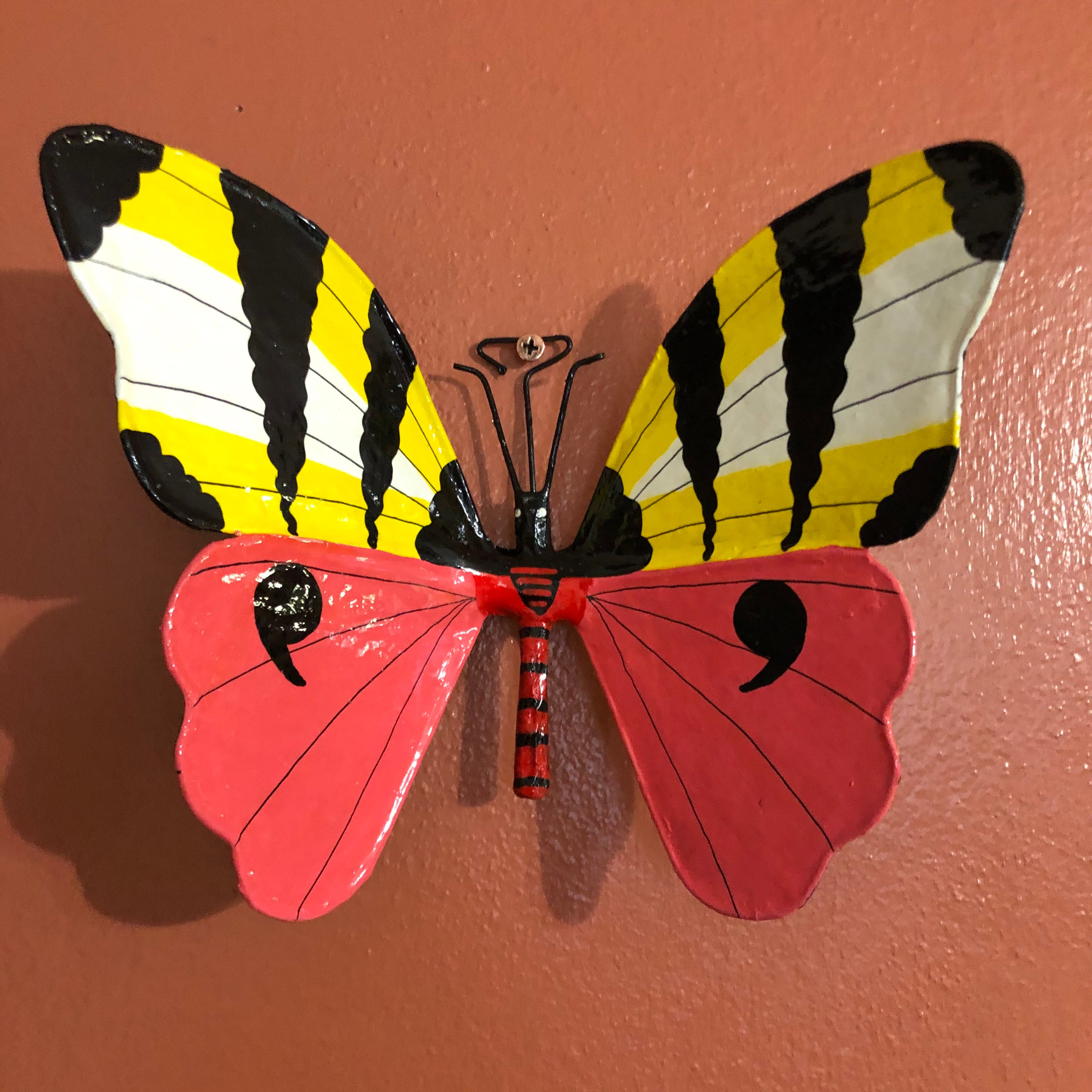 Large Paper Maché Butterfly Wall Ornament from Izamal, Yucatán, Mexico