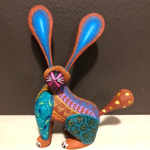 Alebrije Rabbit Handcrafted Wood Carving by Zeny Fuentes & Reyna Piña from Oaxaca, Mexico.