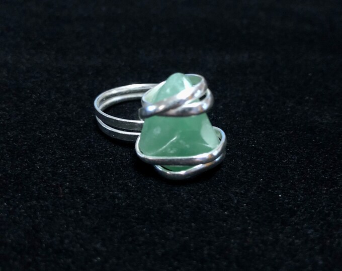 One of a Kind Polished Green Aventurine Ring set in Silver.