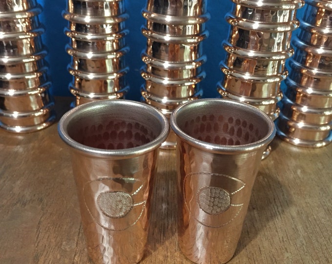 2-pack of 1.5oz Pure Hammered Copper Shot Glass with Colorado "C" hand engraved logo