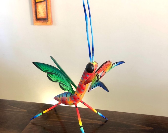 Alebrije Praying Mantis Handcrafted Wood Carving by Zeny Fuentes & Reyna Piña from Oaxaca, Mexico.
