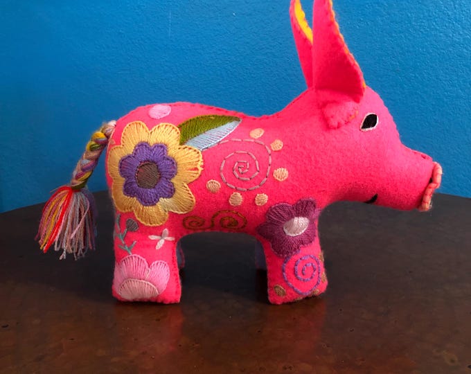 Hand Sewn Stuffed Animal Pig Plush Toy