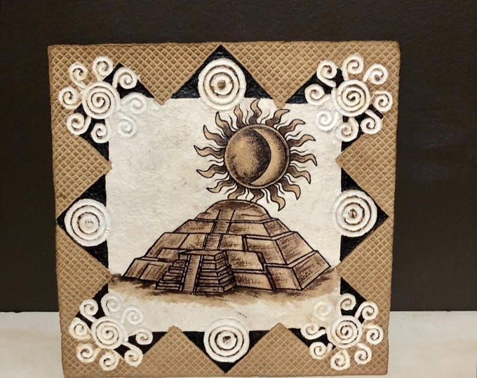 Handmade Amate Paper Wall Art from Mexico (11 3/4” x 11 3/4”)