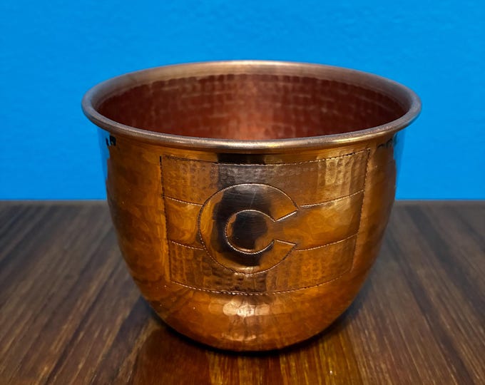 Handcrafted Hammered Copper Serving Bowl (4 1/4” diameter) with Hand Engraved Colorado Flag