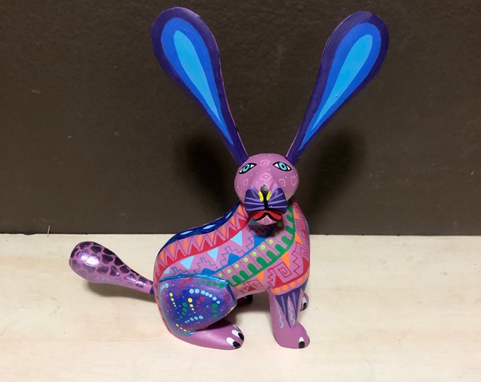 Alebrije Rabbit Handcrafted Wood Carving by Zeny Fuentes & Reyna Pina from Oaxaca, Mexico.