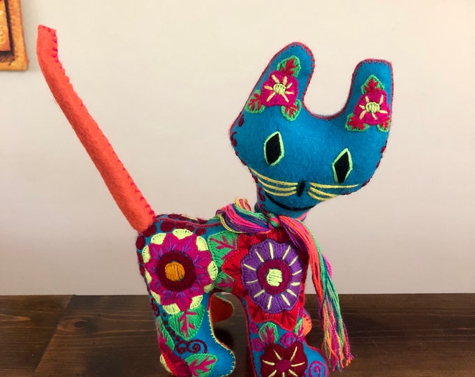 Hand Sewn Stuffed Animal Cat Plush Toy
