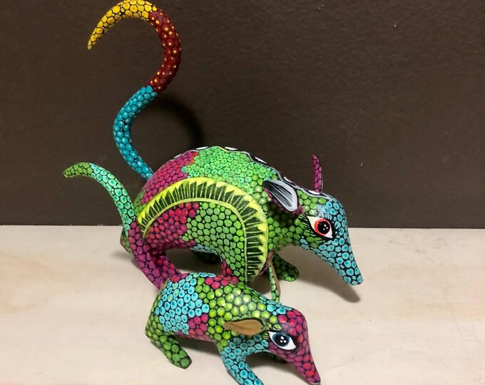 Alebrije Opossum and baby Opossum by Esperanza Martinez