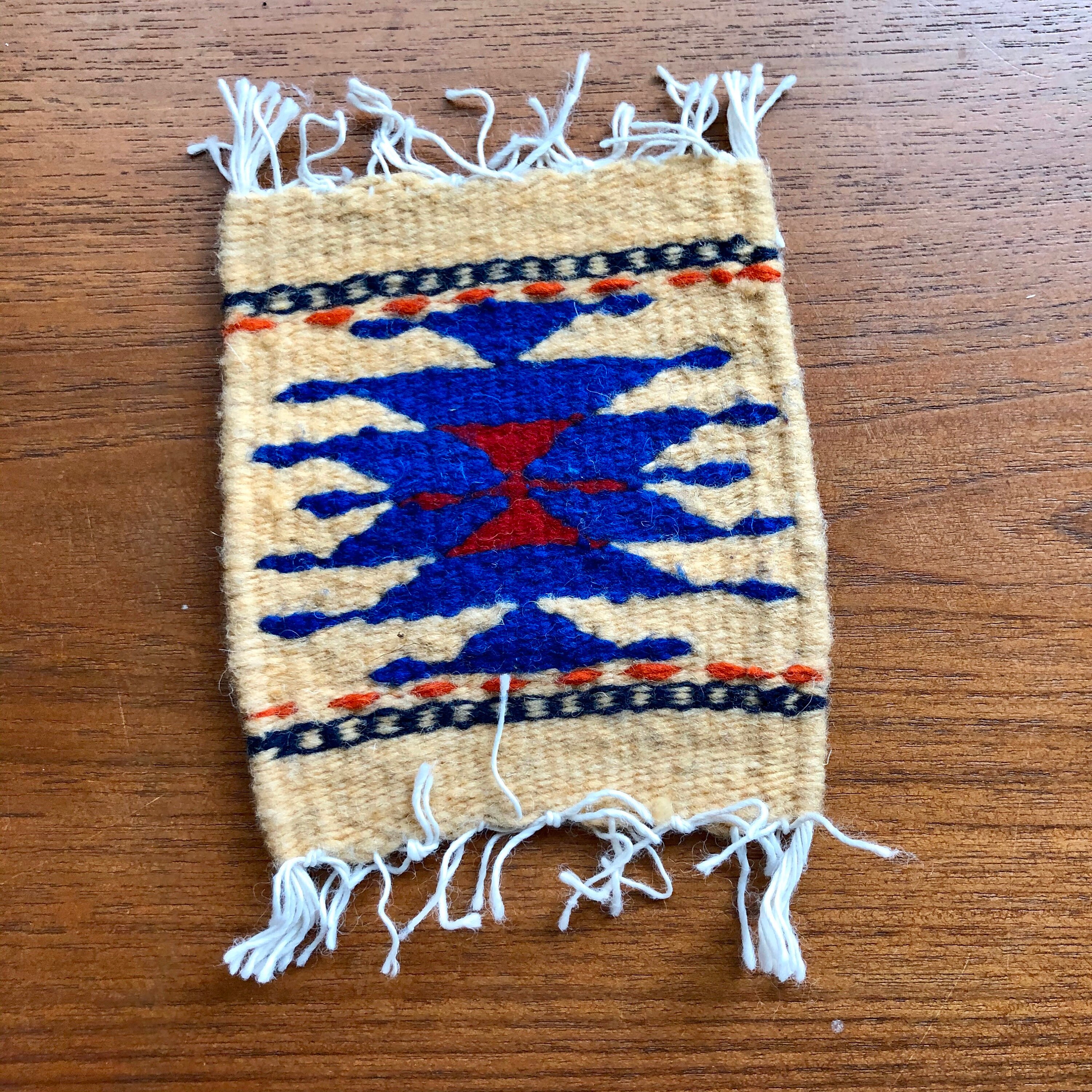 Zapotec hand woven merino wool coasters set of two approximately (5