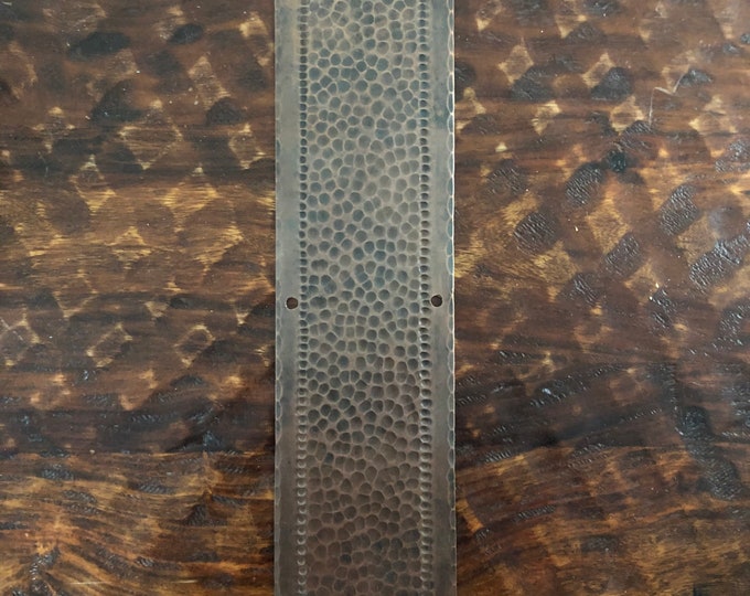 Hammered Copper Door Push Plate with Brown Patina (12” x 3”)