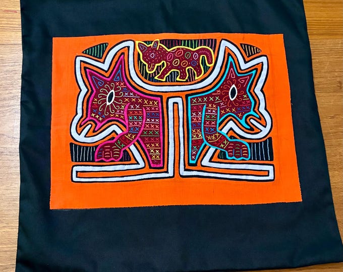 Hand Stitched Kuna Mola Art Pillow Cover (approx. 18” x 18”)