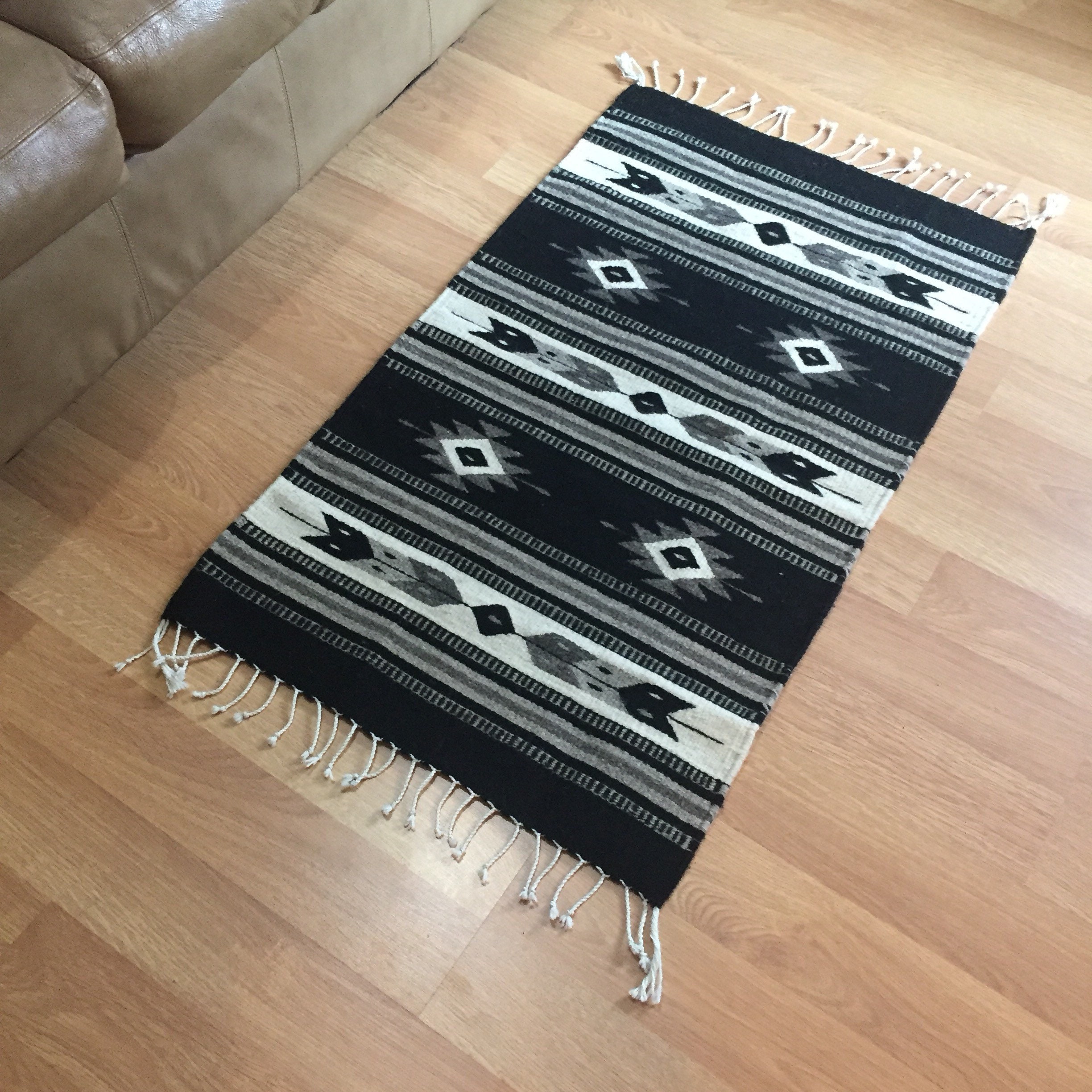 Zapotec hand woven merino wool rug 24 x 36