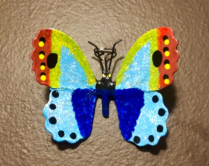 Small Paper Maché Butterfly Wall Ornament from Izamal, Yucatán, Mexico