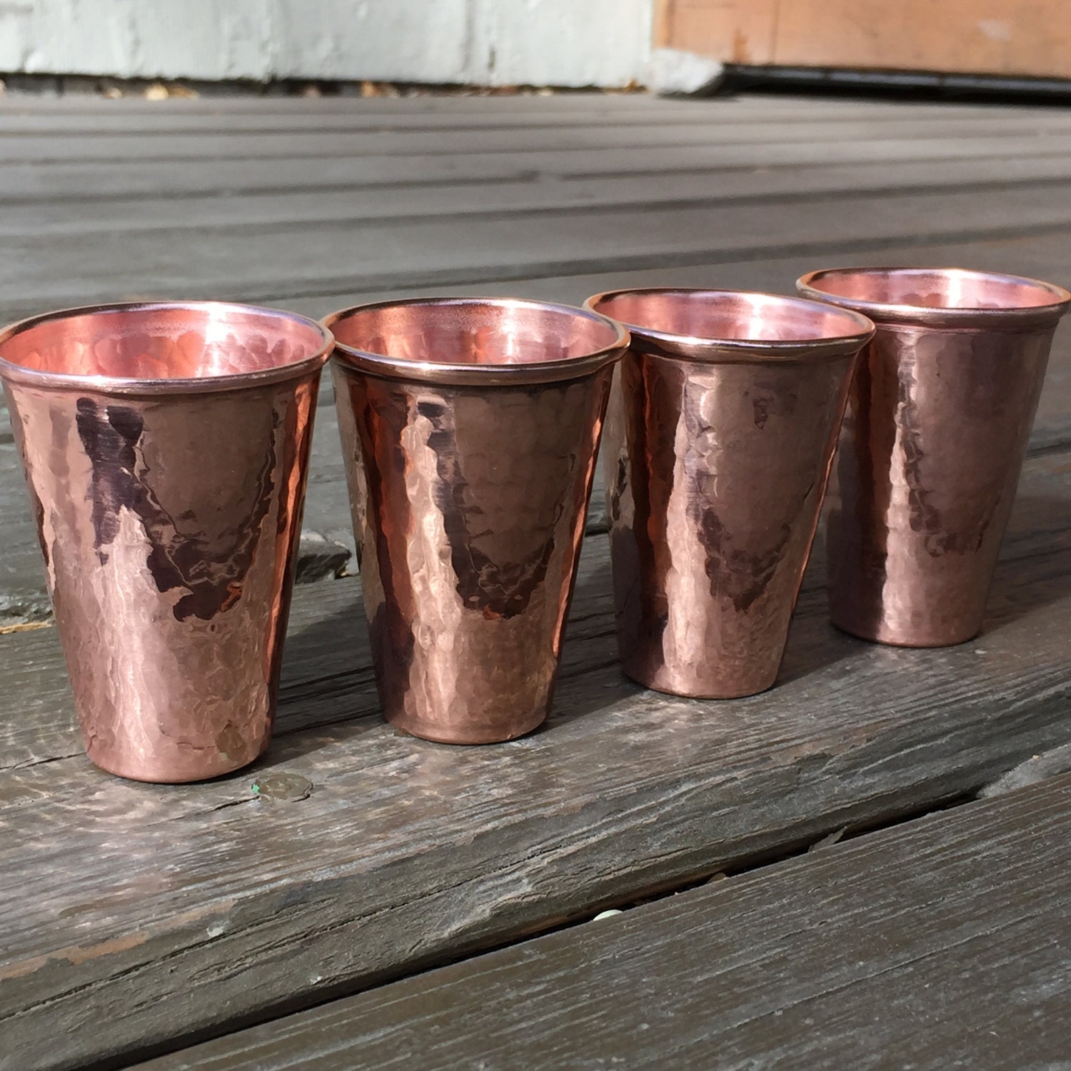 4pack of 2oz pure hammered copper shot glass
