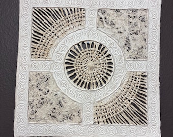 Handmade Amate Bark Paper Wall Art from Mexico (11 1/2" x 11 1/2")