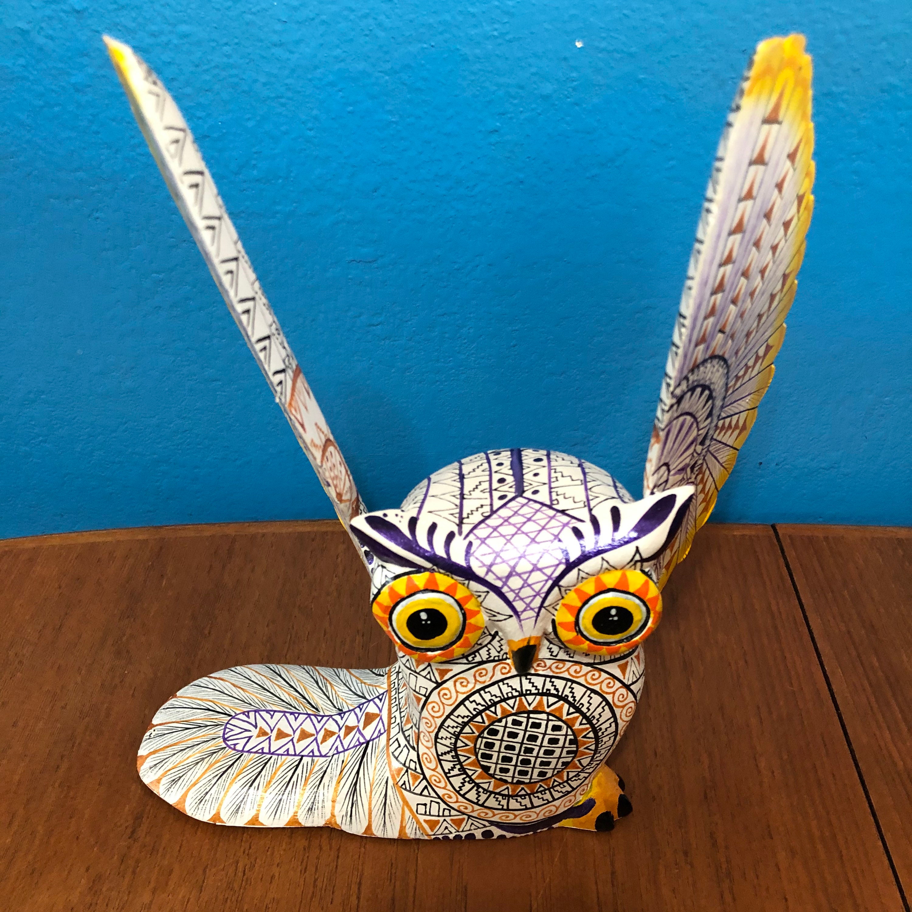Alebrije Owl Wood Carving by Roberto and Esperanza Martinez from Oaxaca