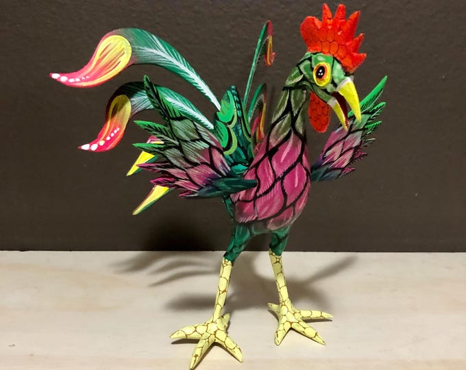 Alebrije Rooster Wood Carving by Esperanza Martinez from Oaxaca, Mexico.
