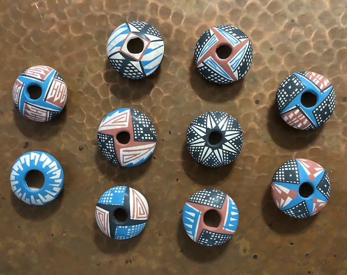 Lot of 10 Mata Ortiz Mini Ollas by Nelly Rodriguez (Chihuahua, Mexico)