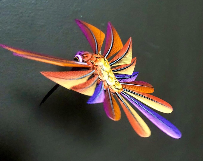 Alebrije Purple and Orange Hummingbird by Zeny Fuentes & Reyna Piña from Oaxaca, Mexico.