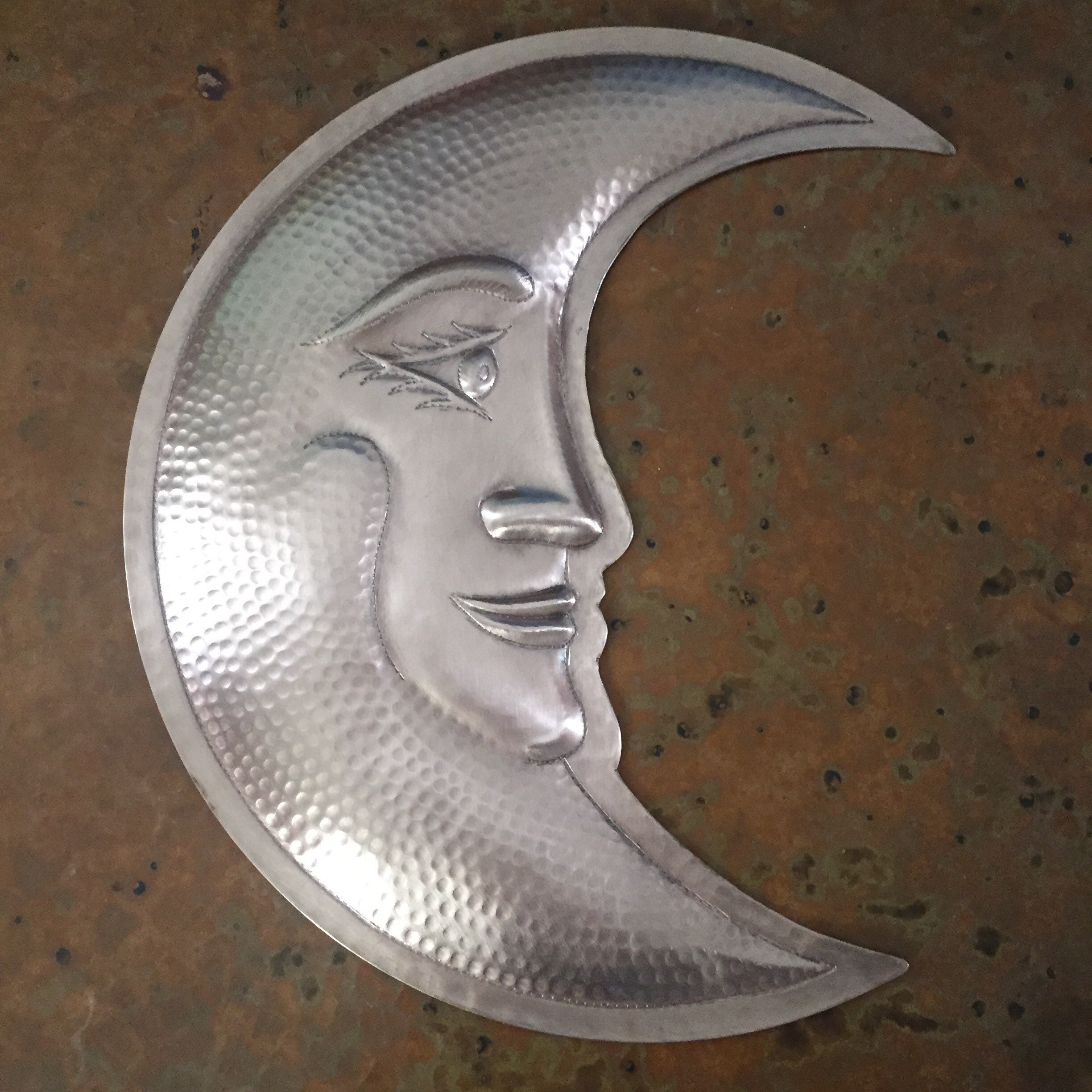 Handcrafted hammered copper 12 moon wall decor