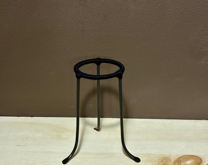 Iron Tripod Ceramic Pottery / Plant / Glass Art Display Stand with 4 1/4” Ring 8” Height