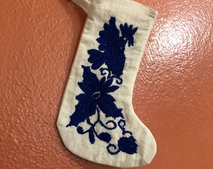 Hand embroidered Otomi Mini Stocking from Hidalgo, Mexico.