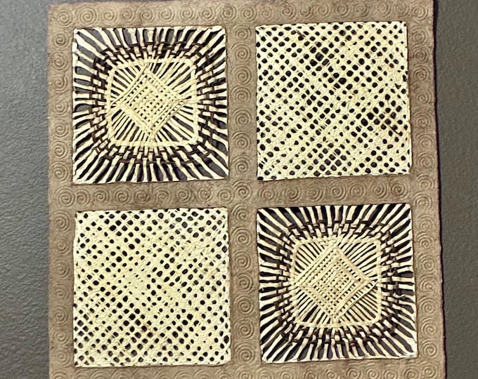 Handmade Amate Paper Wall Art from Mexico (15 3/4” x 15 3/4”)