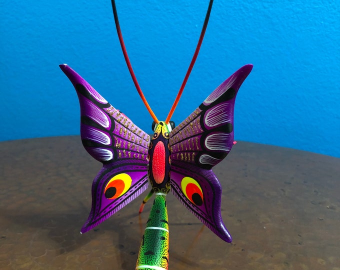 Alebrije Butterfly Handcrafted Wood Carving by Zeny Fuentes & Reyna Piña from Oaxaca, Mexico.