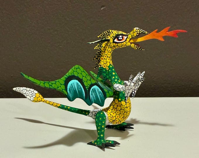 Hand Carved Wood Alebrije Dragon by Esperanza Martinez