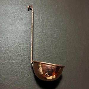 Puur gehamerde koperen pollepel van 8 oz afbeelding 6