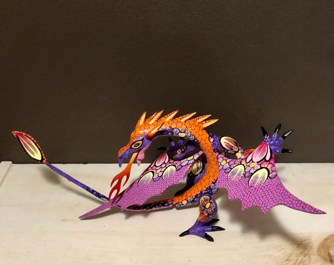 Hand Carved Wood Alebrije Dragon by Roberto and Esperanza Martinez