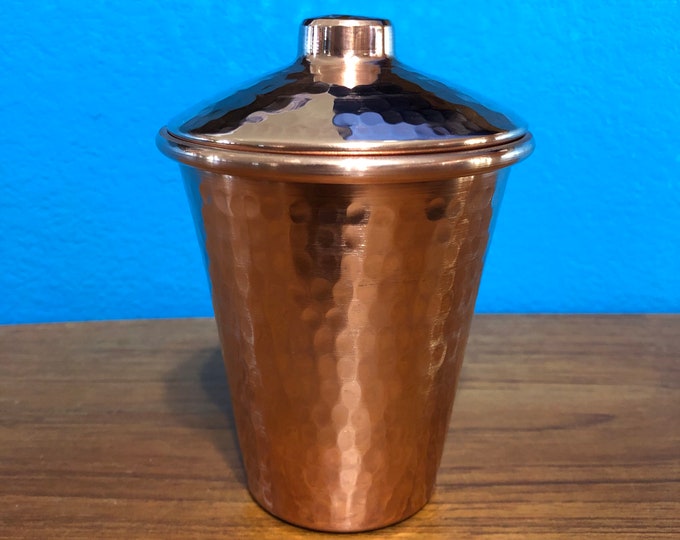 12oz Pure Hammered Copper Tumbler Water Cup with Lid