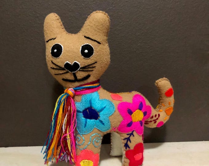 Hand Sewn Stuffed Animal Cat Plush Toy