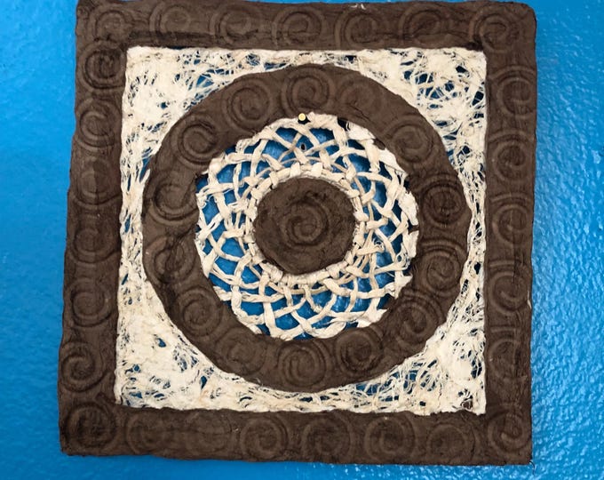 Handmade Amate Paper Wall Art from Mexico (7.75” x 7.75”)