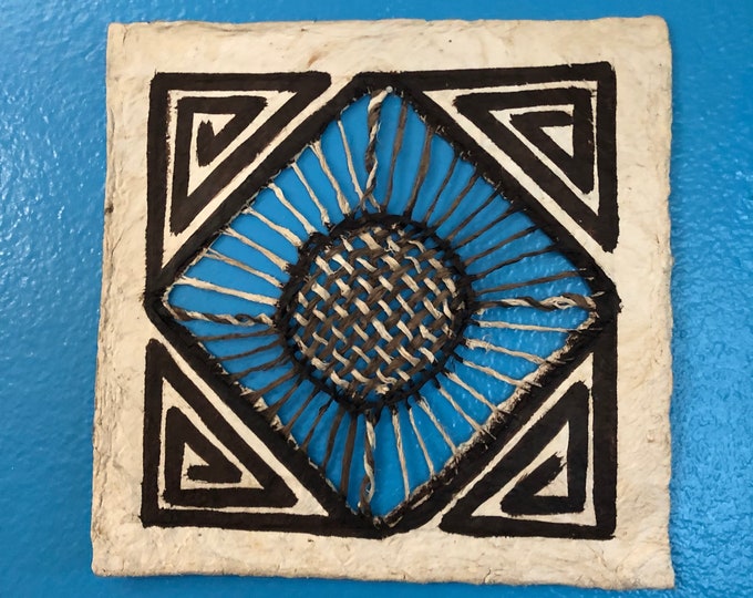 Handmade Amate Paper Wall Art from Mexico (8” x 8”)