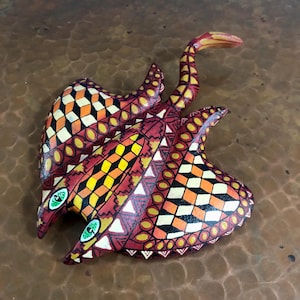 Alebrije Manta Ray Wood Carving by Esperanza Martinez from Oaxaca, Mexico.