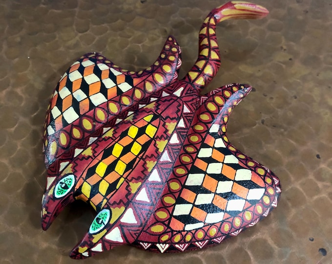 Alebrije Manta Ray Wood Carving by Esperanza Martinez from Oaxaca, Mexico.