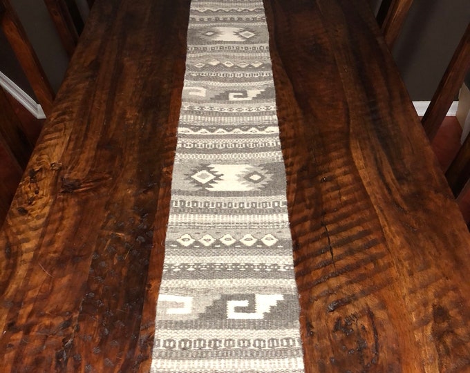 Zapotec hand woven merino wool table runner 79” x 9.5”