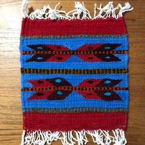 Zapotec handvävd merinoullunderlägg 20 x 23 cm