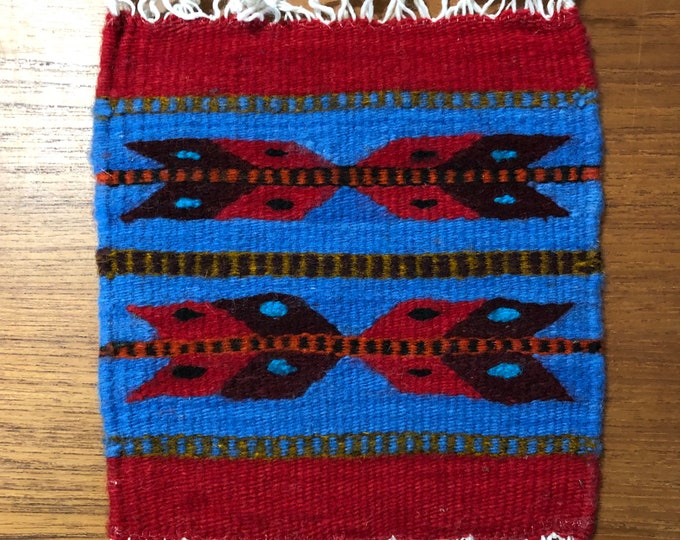 Zapotec hand woven merino wool trivet hot pad 8” x 9”