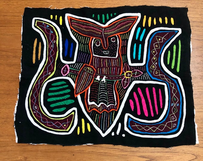 Hand Stitched Kuna Mola Textile Art (approx. 15” x 12”).