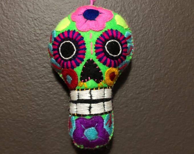 Hand Sewn Stuffed Calavera Plush Toy Hanging Ornament